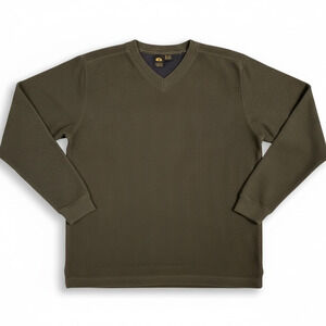 Vintage 90s Body Glove Olive Green Ribbed Men's Large V-Neck Sweater Skater Surf